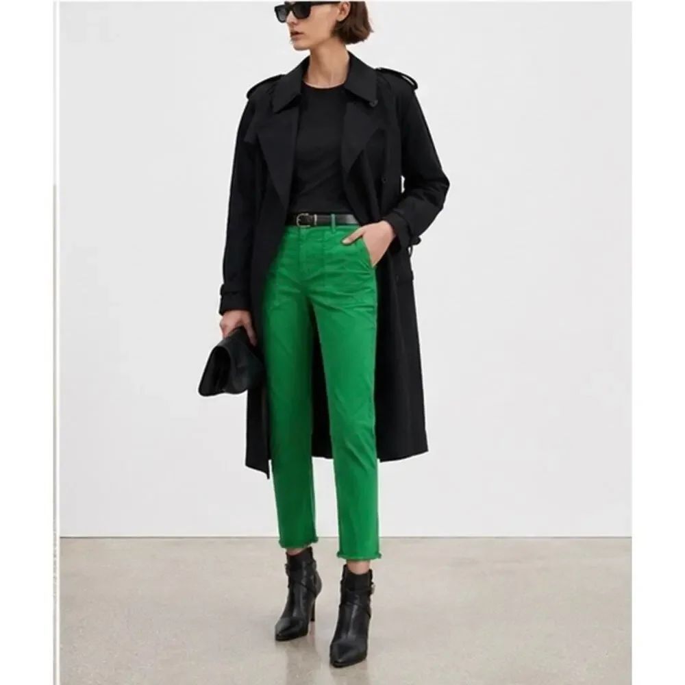 Nili Lotan Jenna Pants US 8 Kelly Green Raw Hem Utility Stretch Cotton - Picture 6 of 8